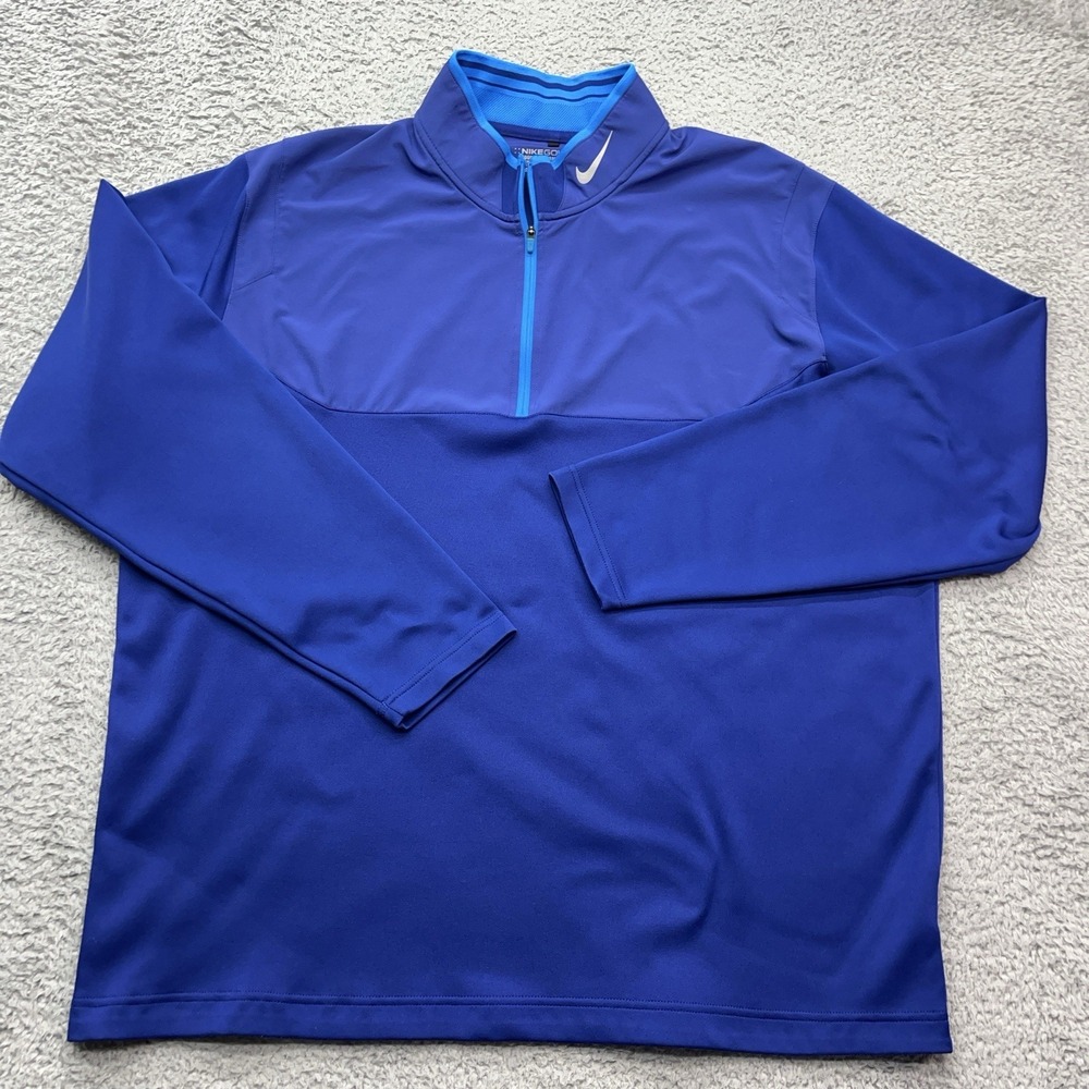 Nike Golf Tour Performance 1/4 Zip Mens 2XL Blue Dri-Fit Stretch Athleisure‎